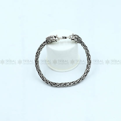 925 Sterling silver handmade solid elephant face design chain bracelet flexible bracelet unisex jewelry from india  sbr764 - TRIBAL ORNAMENTS