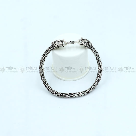 925 Sterling silver handmade solid elephant face design chain bracelet flexible bracelet unisex jewelry from india  sbr764 - TRIBAL ORNAMENTS