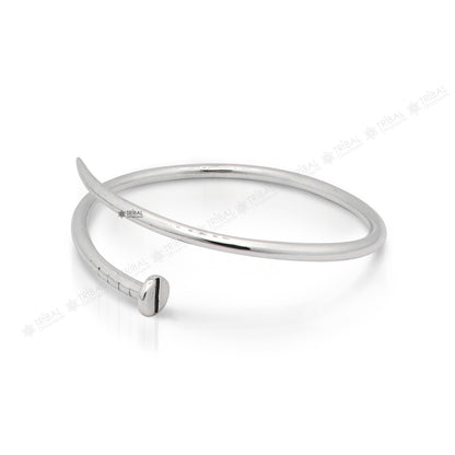 925 sterling silver handmade solid round plain adjustable cuff bracelet, cuff kada unsex gifting jewelry solid silver kada cuff160 - TRIBAL ORNAMENTS