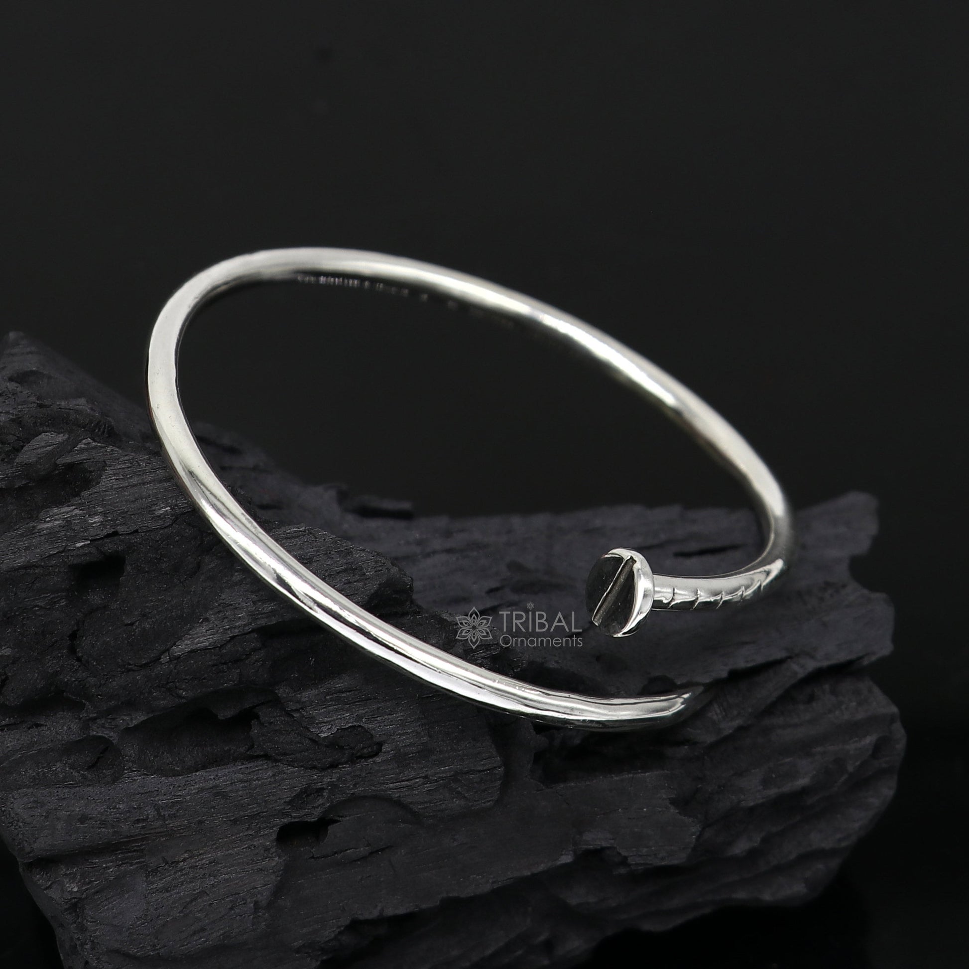 925 sterling silver handmade solid round plain adjustable cuff bracelet, cuff kada unsex gifting jewelry solid silver kada cuff160 - TRIBAL ORNAMENTS