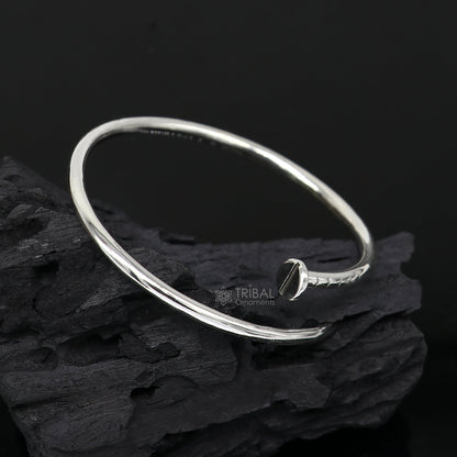 925 sterling silver handmade solid round plain adjustable cuff bracelet, cuff kada unsex gifting jewelry solid silver kada cuff160 - TRIBAL ORNAMENTS