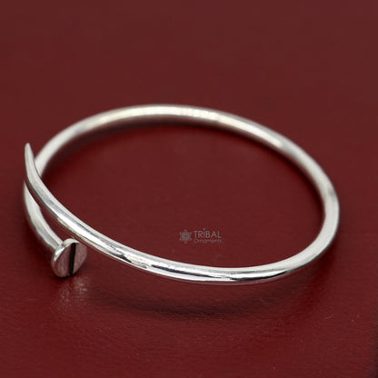925 sterling silver handmade solid round plain adjustable cuff bracelet, cuff kada unsex gifting jewelry solid silver kada cuff160 - TRIBAL ORNAMENTS