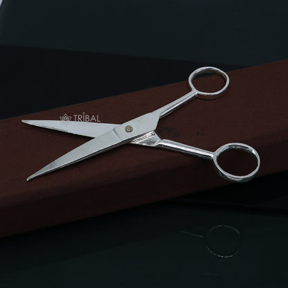 925 sterling silver handmade solid scissor, a unique silver tool for gifting to idols or puja articles, by TRIBAL ORNAMENTS.