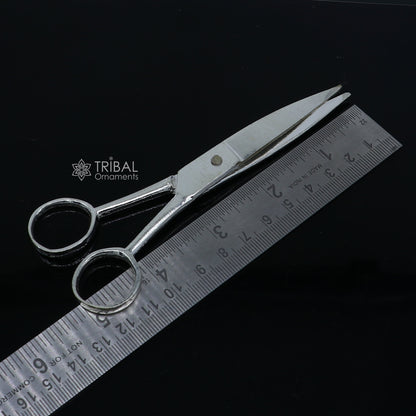 925 sterling silver handmade solid scissor, unique silver tool for gifting, used in puja and idol offerings by TRIBAL ORNAMENTS.