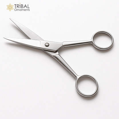 925 sterling silver handmade solid scissor, a unique traditional silver tool for idols or puja offerings, by TRIBAL ORNAMENTS.