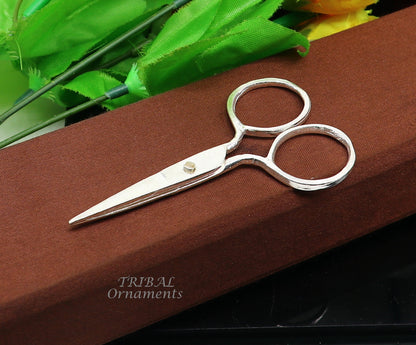 925 sterling silver handmade solid scissor by TRIBAL ORNAMENTS, unique silver tool for puja rituals and idol gifting.