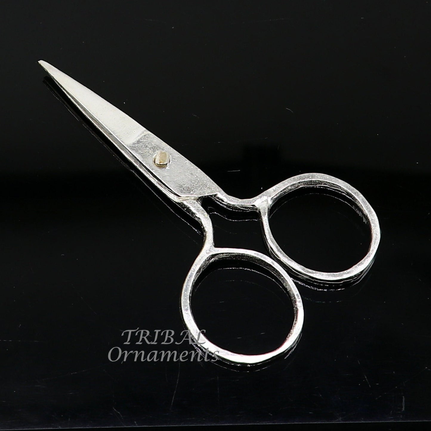 925 sterling silver handmade solid scissor, amazing unique silver tools for gifting to idols or puja articles su992 - TRIBAL ORNAMENTS