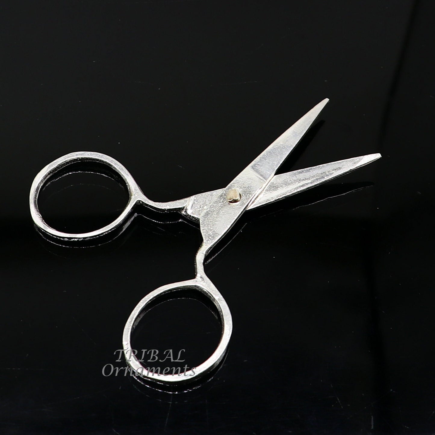 925 sterling silver handmade solid scissor, amazing unique silver tools for gifting to idols or puja articles su992 - TRIBAL ORNAMENTS