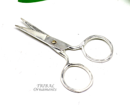 925 sterling silver handmade solid scissors by TRIBAL ORNAMENTS, traditional silver tools for puja and gifting idols.