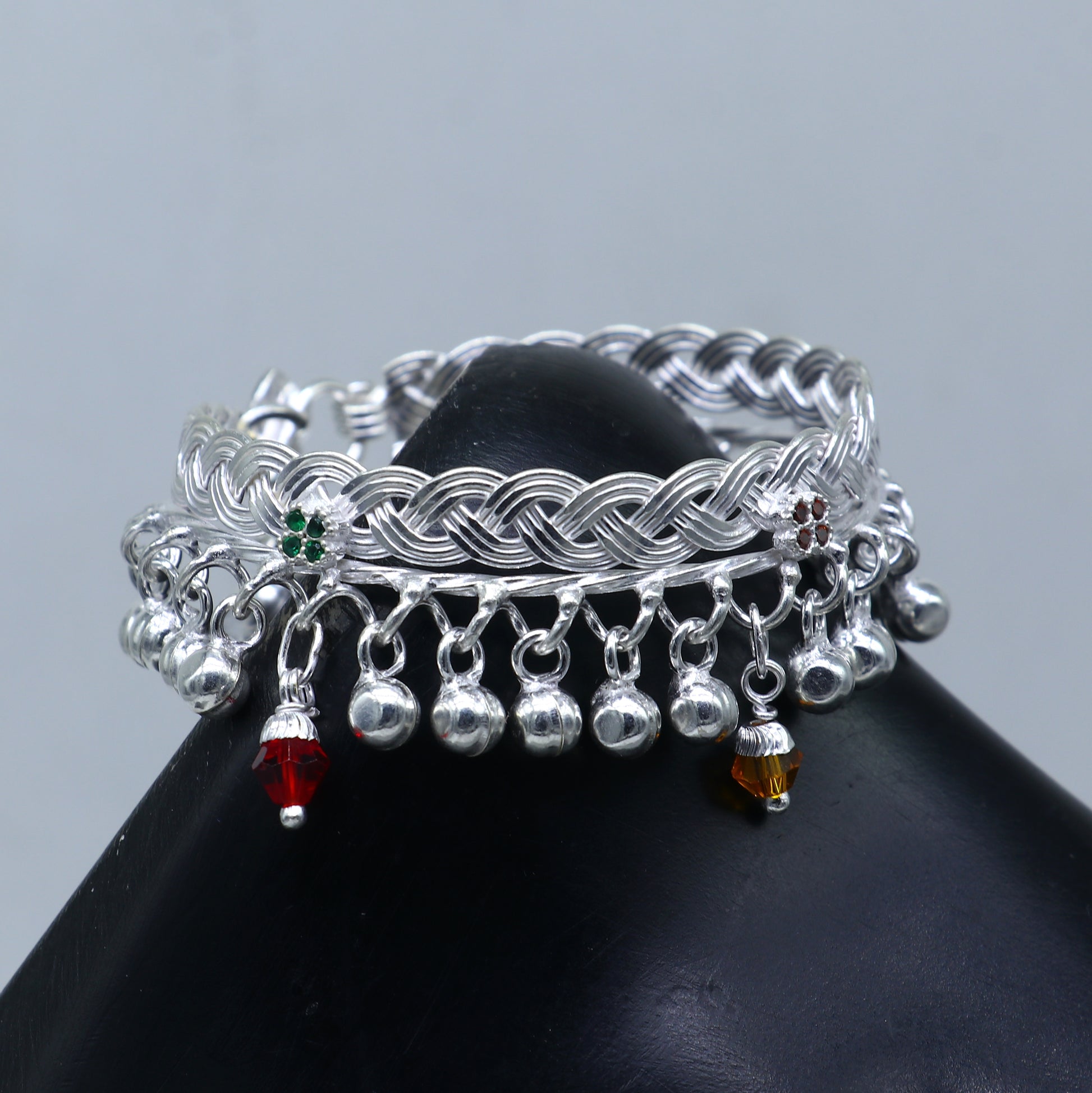 925 sterling silver handmade solid sterling silver baby kids ankle bracelet unisex baby anklet foot bracelet kada ank660 - TRIBAL ORNAMENTS