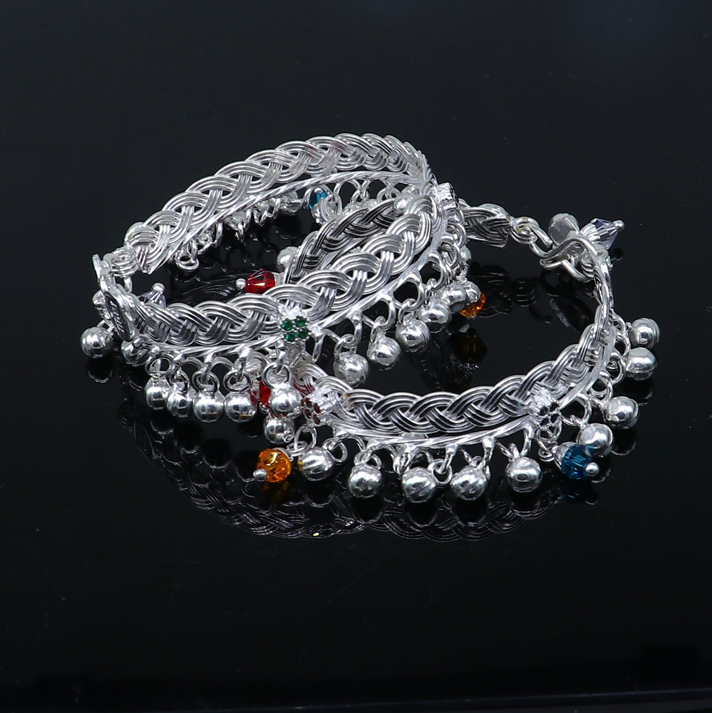 925 sterling silver handmade solid sterling silver baby kids ankle bracelet unisex baby anklet foot bracelet kada ank660 - TRIBAL ORNAMENTS