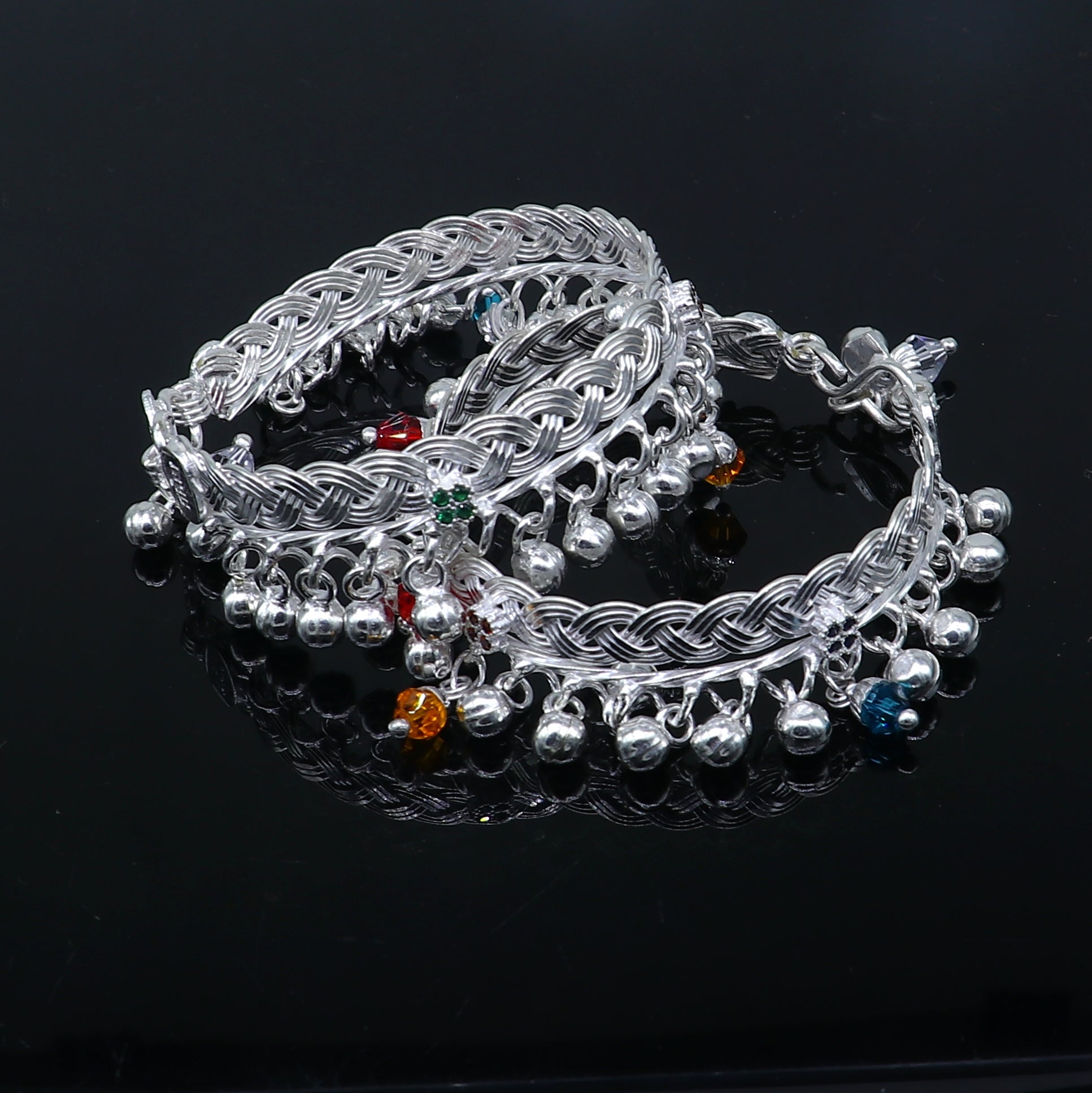 925 sterling silver handmade solid sterling silver baby kids ankle bracelet unisex baby anklet foot bracelet kada ank660 - TRIBAL ORNAMENTS