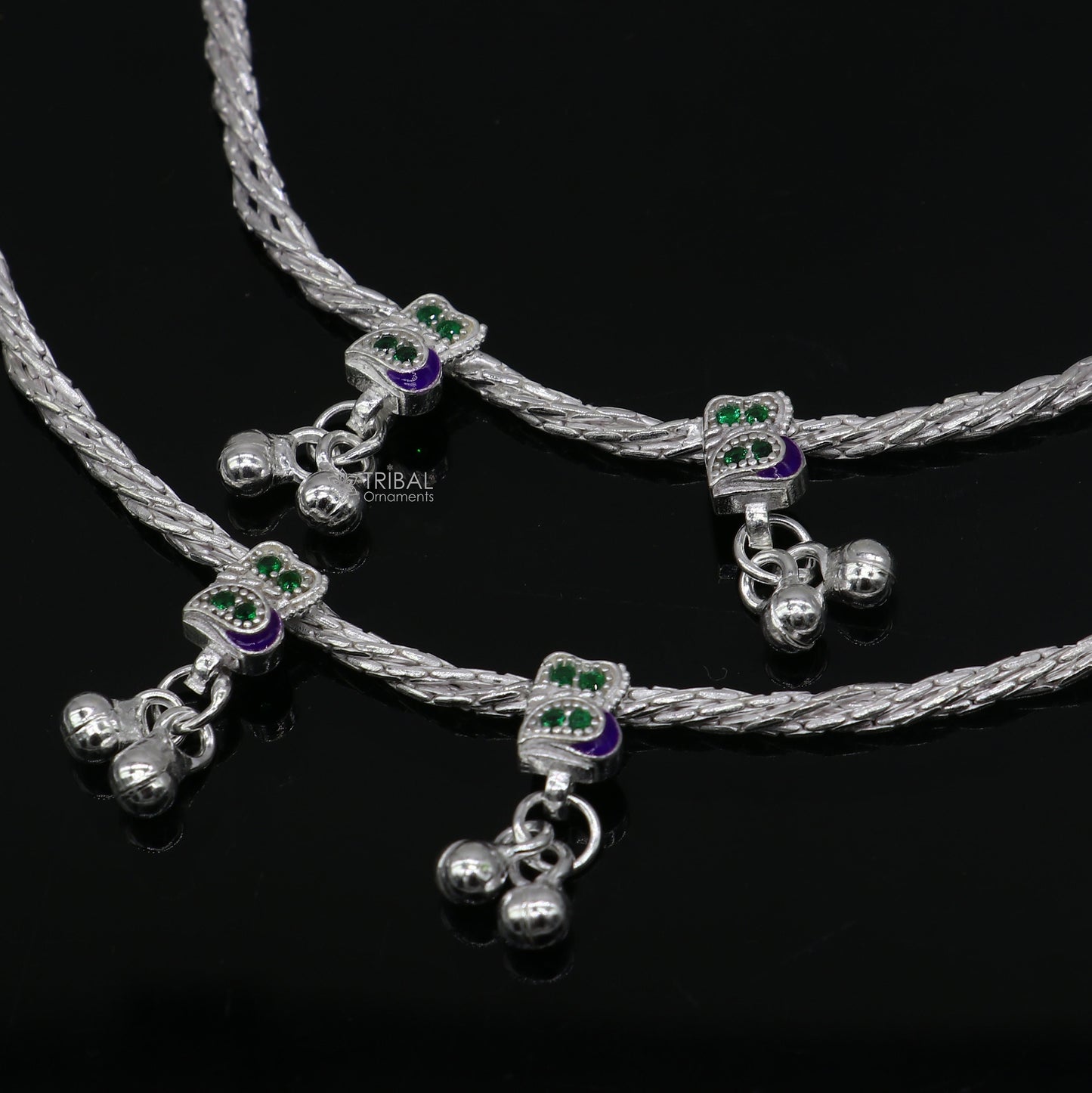 Handmade 925 sterling silver stylish anklet with intricate tribal design, perfect for gifting and ethnic belly dance jewelry.