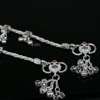 Handmade 925 sterling silver stylish anklet with ethnic tribal design, perfect for gifting or belly dance jewelry.
