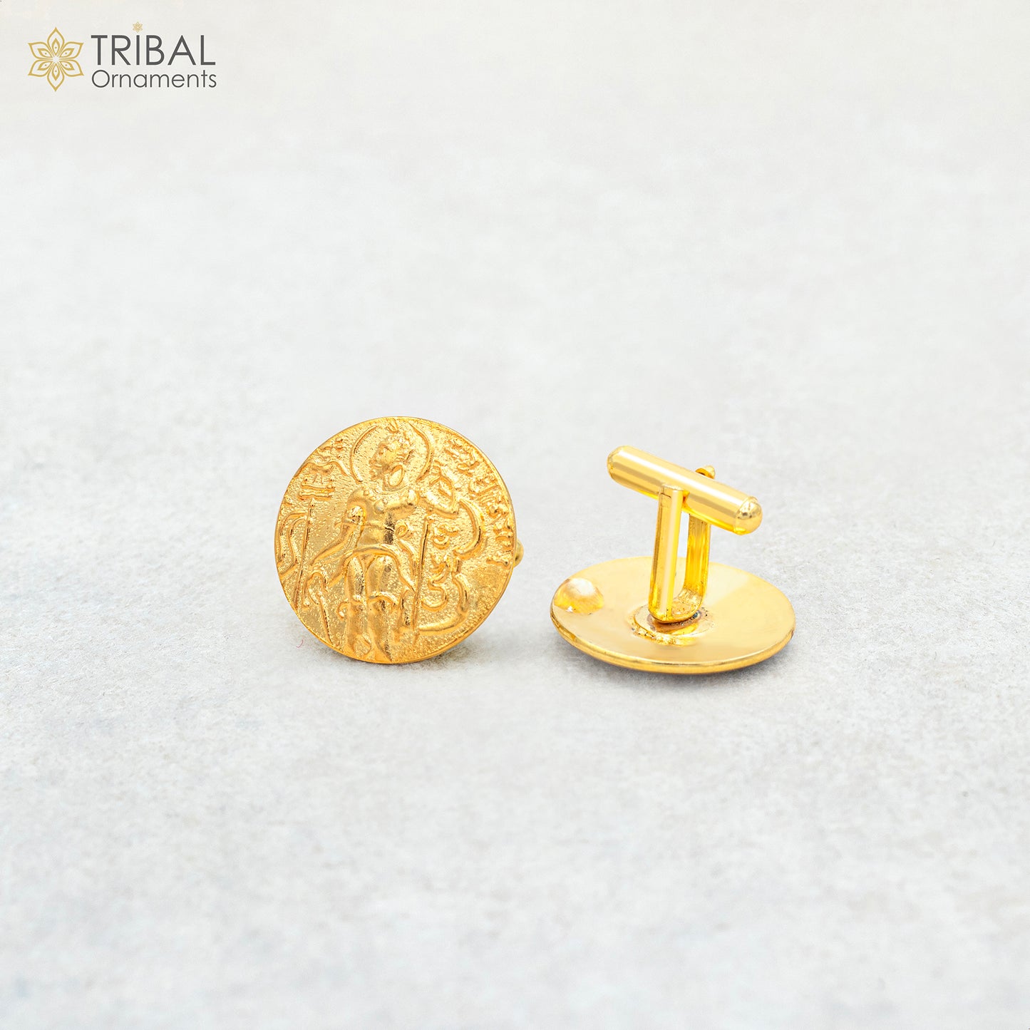 925 sterling silver handmade stylish gold-polished cufflinks set of 2 for men's coat or suit, elegant jewelry for all occasions.
