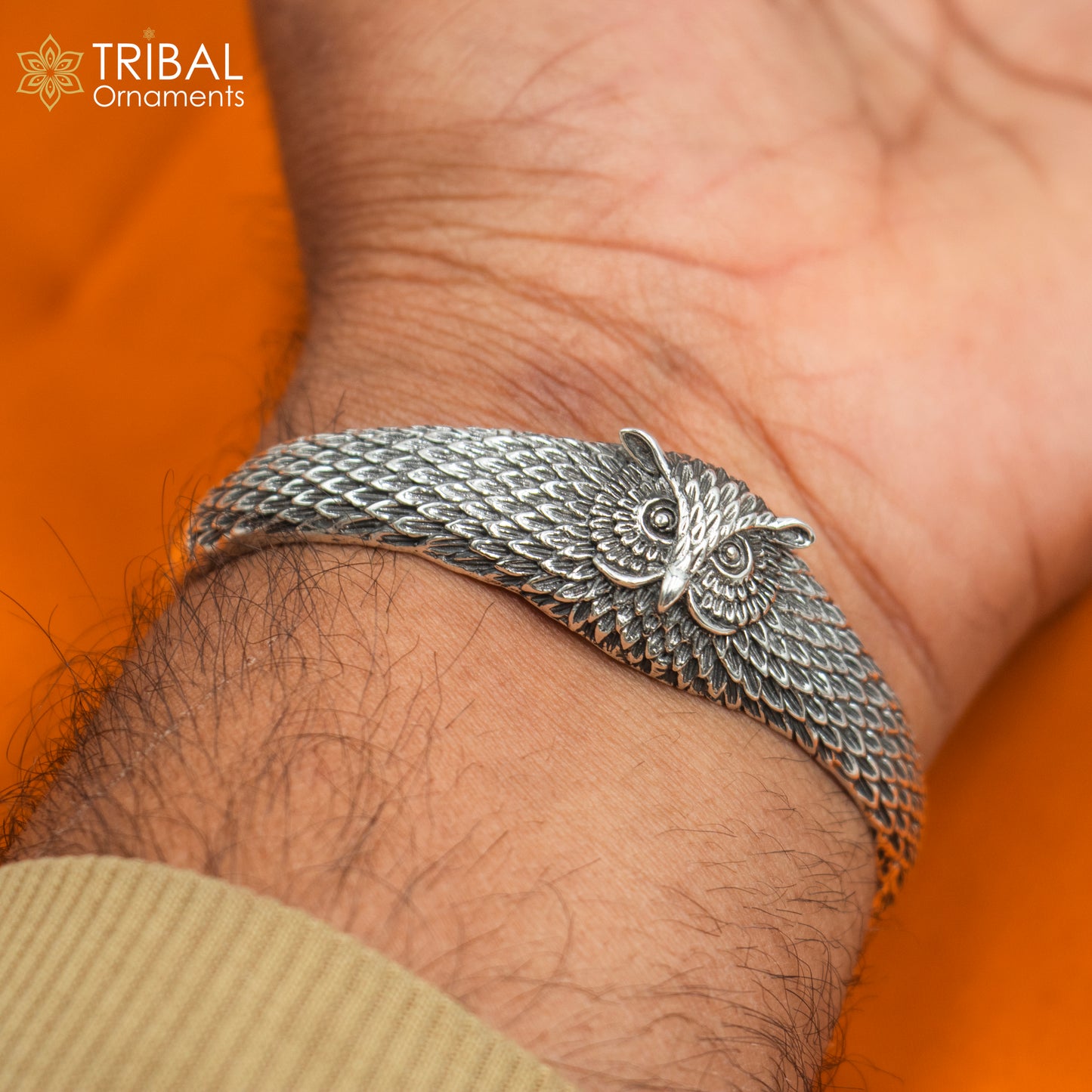925 sterling silver handmade stylish owl face adjustable bangle bracelet kada unisex jewelry cuff247 - TRIBAL ORNAMENTS