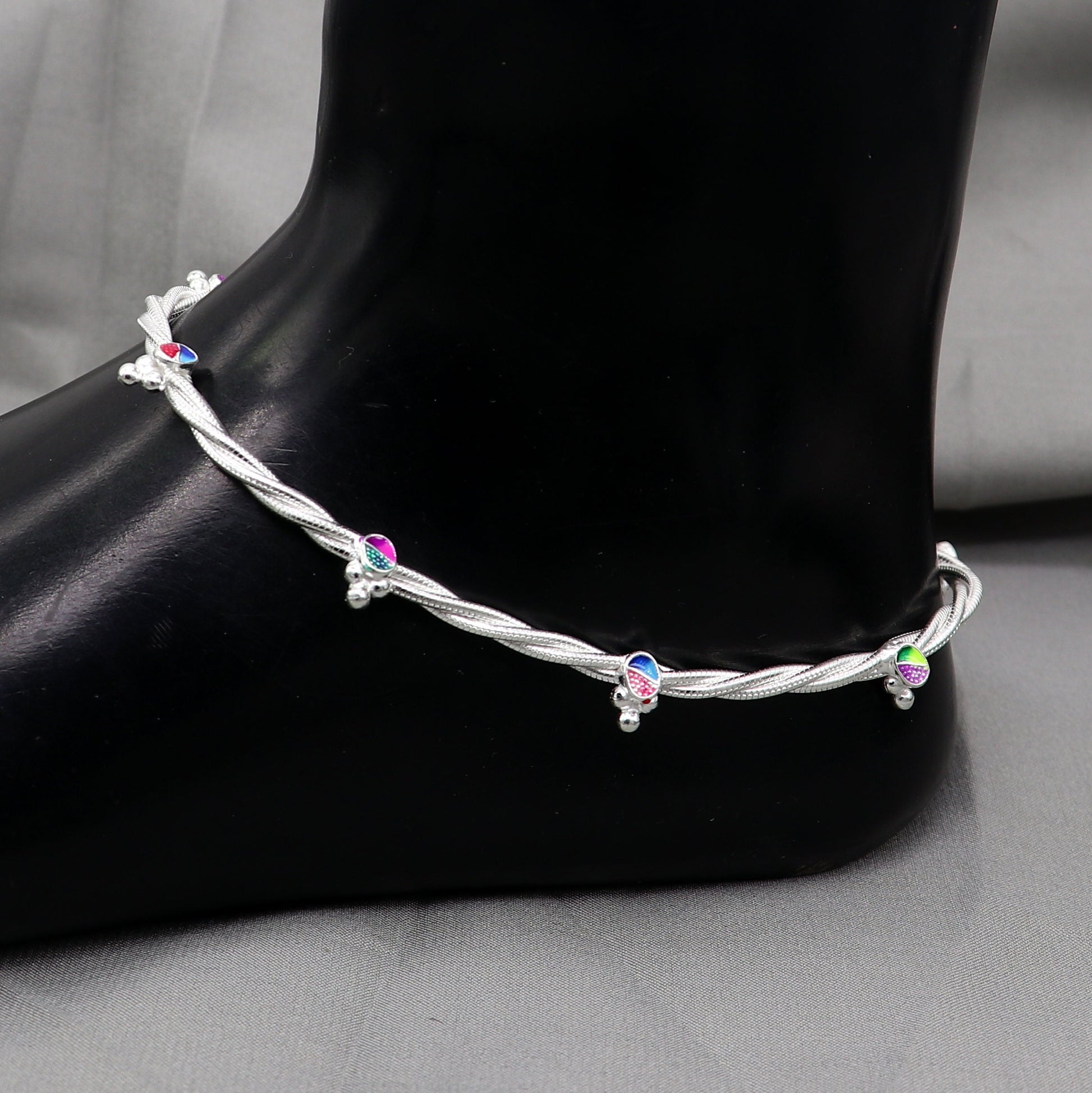 925 sterling silver handmade stylish twisted design anklets amazing Ankle bracelet for gifting belly dance jewelry ank637 - TRIBAL ORNAMENTS