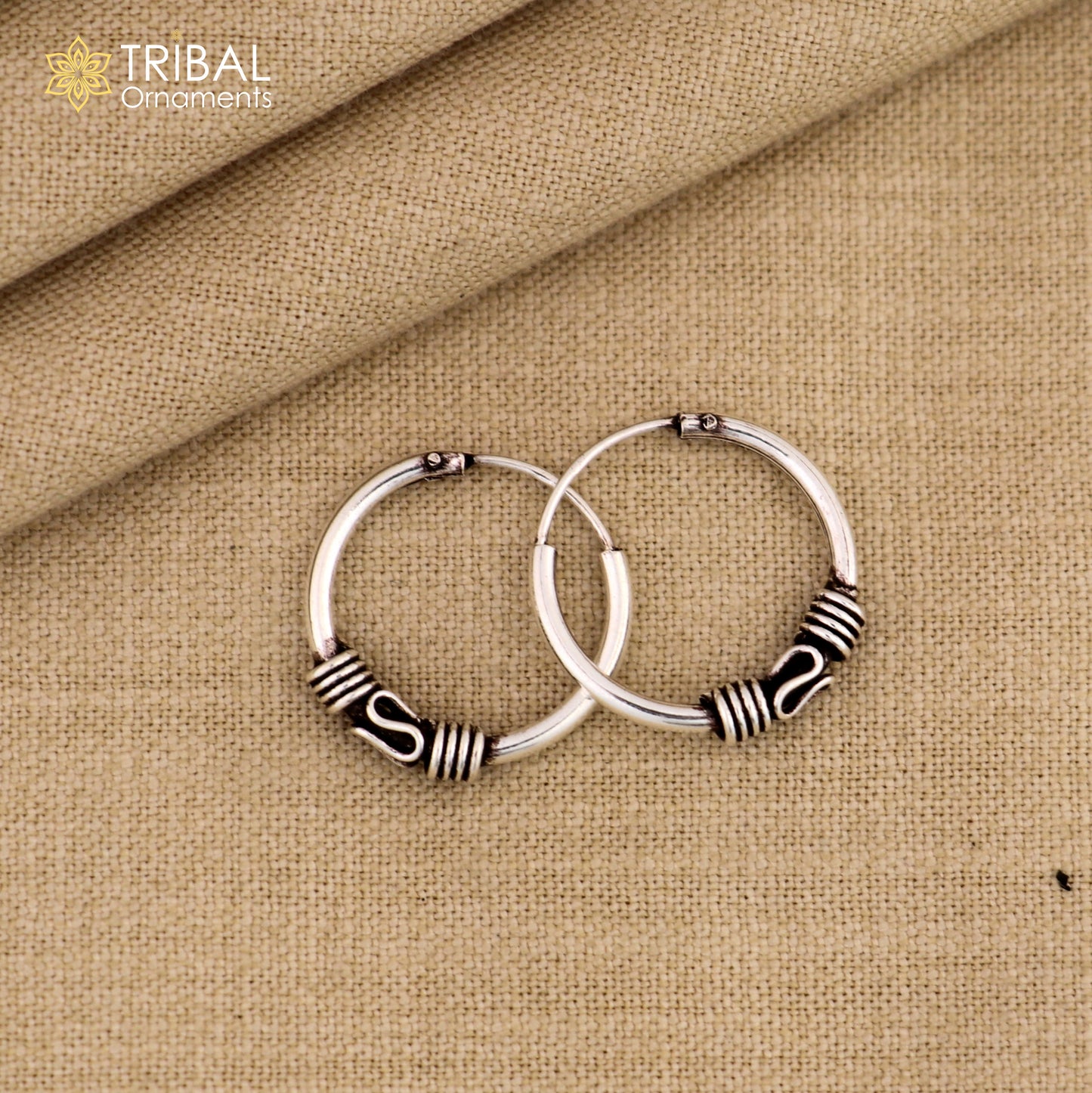 925 Sterling Silver Handmade Traditional Cultural Hoops Earrings Bali ,Pretty Gifting Bali Tribal Ethnic Jewelry India s1213 - TRIBAL ORNAMENTS