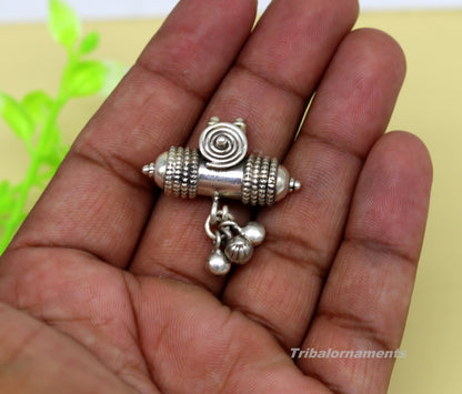 925 sterling silver handmade trendy customized amulet pendant with gorgeous hanging bells, excellent personalized gifting jewelry nsp371 - TRIBAL ORNAMENTS