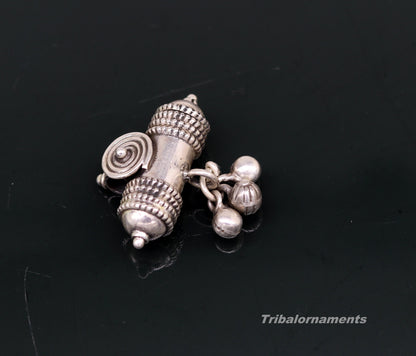 925 sterling silver handmade trendy customized amulet pendant with gorgeous hanging bells, excellent personalized gifting jewelry nsp371 - TRIBAL ORNAMENTS