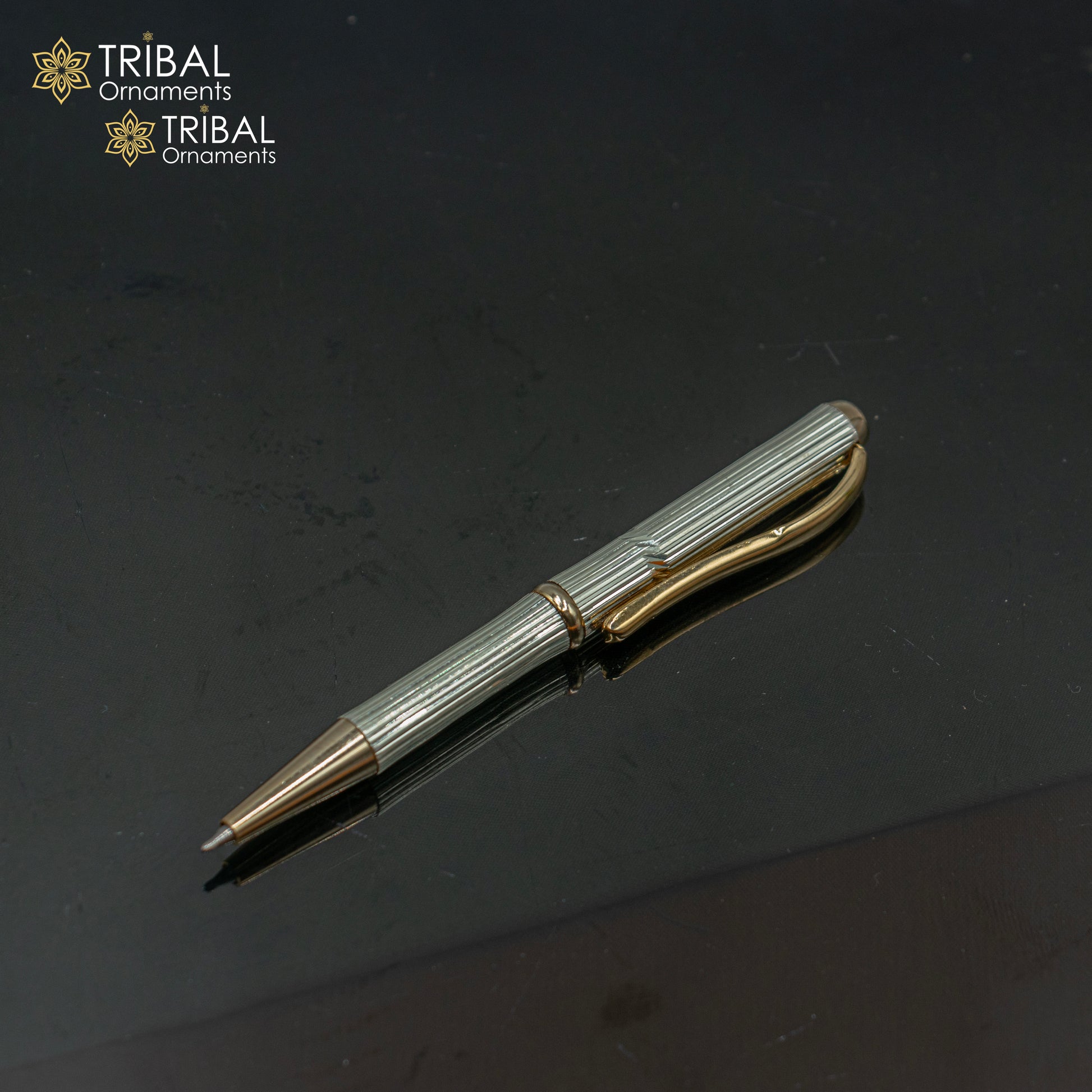925 Sterling silver handmade unique luxury writing ball pen, best silver gifting article from india art803 - TRIBAL ORNAMENTS