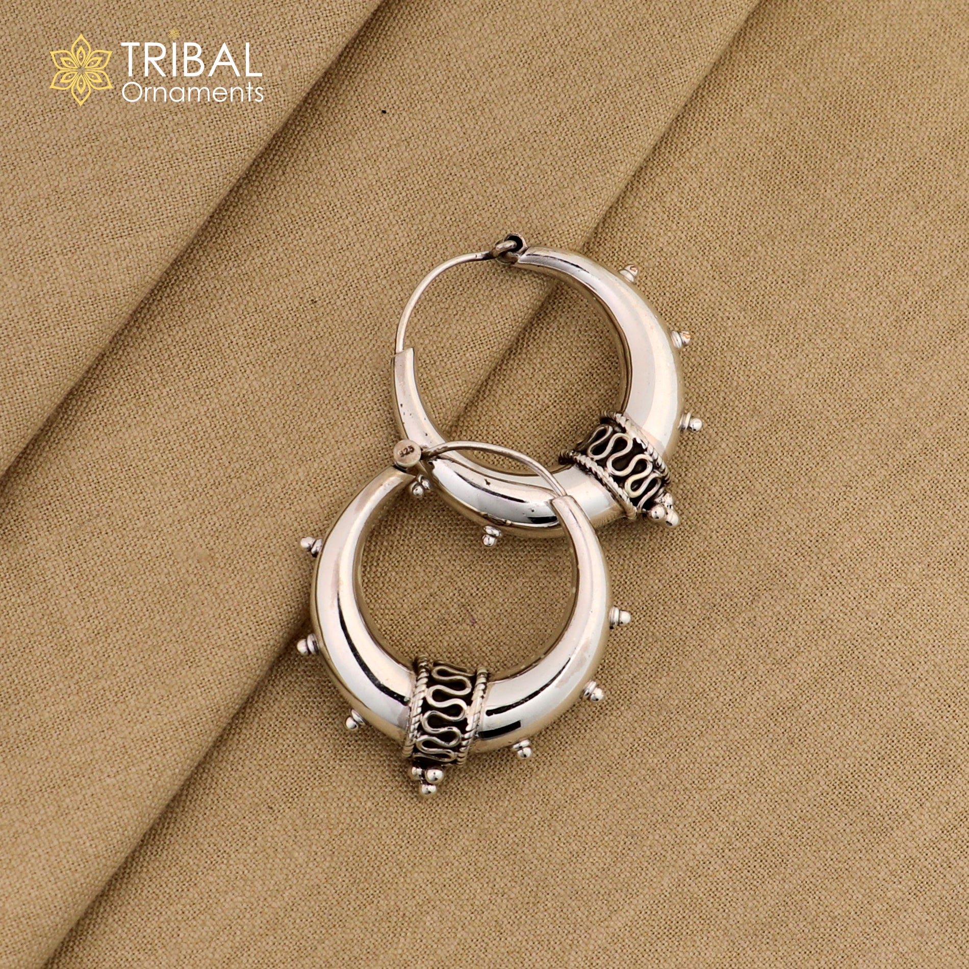 925 sterling silver handmade unique traditional cultural ethnic hoops earring bali for men's or girl's best dancing jewelry s1124 - TRIBAL ORNAMENTS