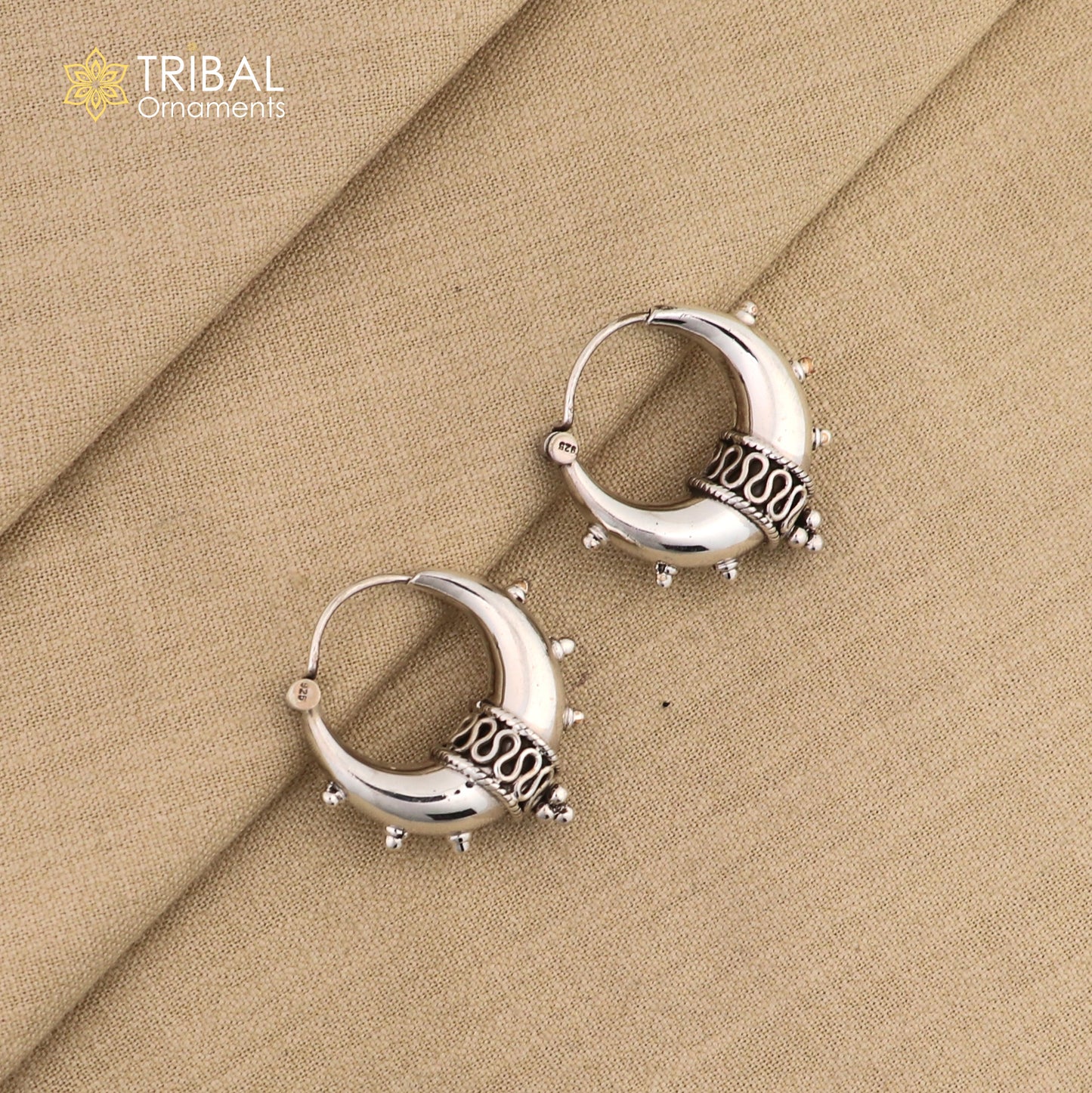 925 sterling silver handmade unique traditional cultural ethnic hoops earring bali for men's or girl's best dancing jewelry s1124 - TRIBAL ORNAMENTS
