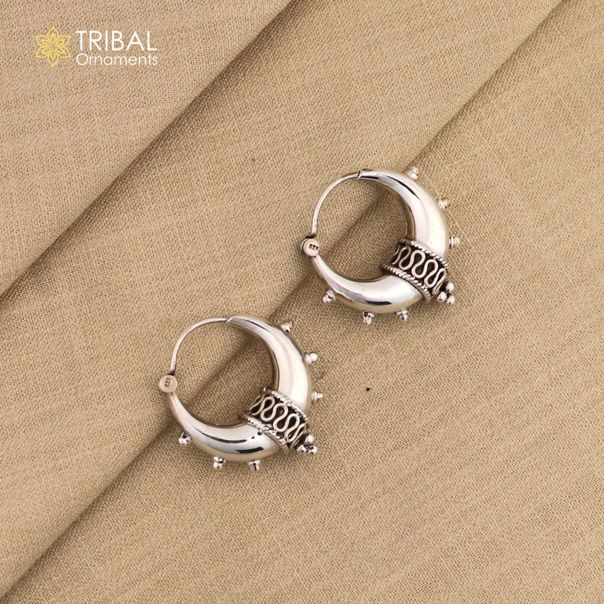 925 sterling silver handmade unique traditional cultural ethnic hoops earring bali for men's or girl's best dancing jewelry s1124 - TRIBAL ORNAMENTS