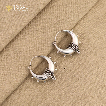 925 sterling silver handmade unique traditional cultural ethnic hoops earring bali for men's or girl's best dancing jewelry s1124 - TRIBAL ORNAMENTS