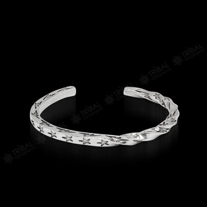 925 sterling silver handmade Unique twisting design fashion kada cuff bracelet, cuff kada unsex gifting jewelry solid silver kada cuff156 - TRIBAL ORNAMENTS