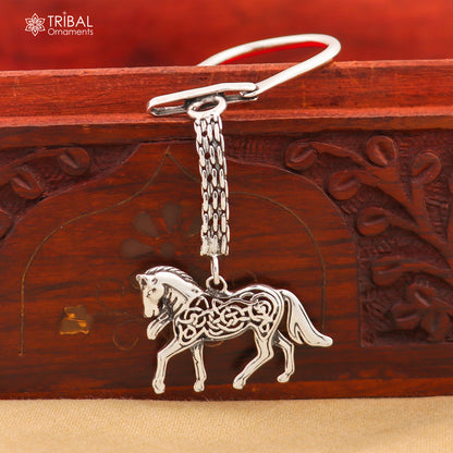 925 Sterling silver vintage horse design key chain by TRIBAL ORNAMENTS, featuring a stylish unisex silver accessory.