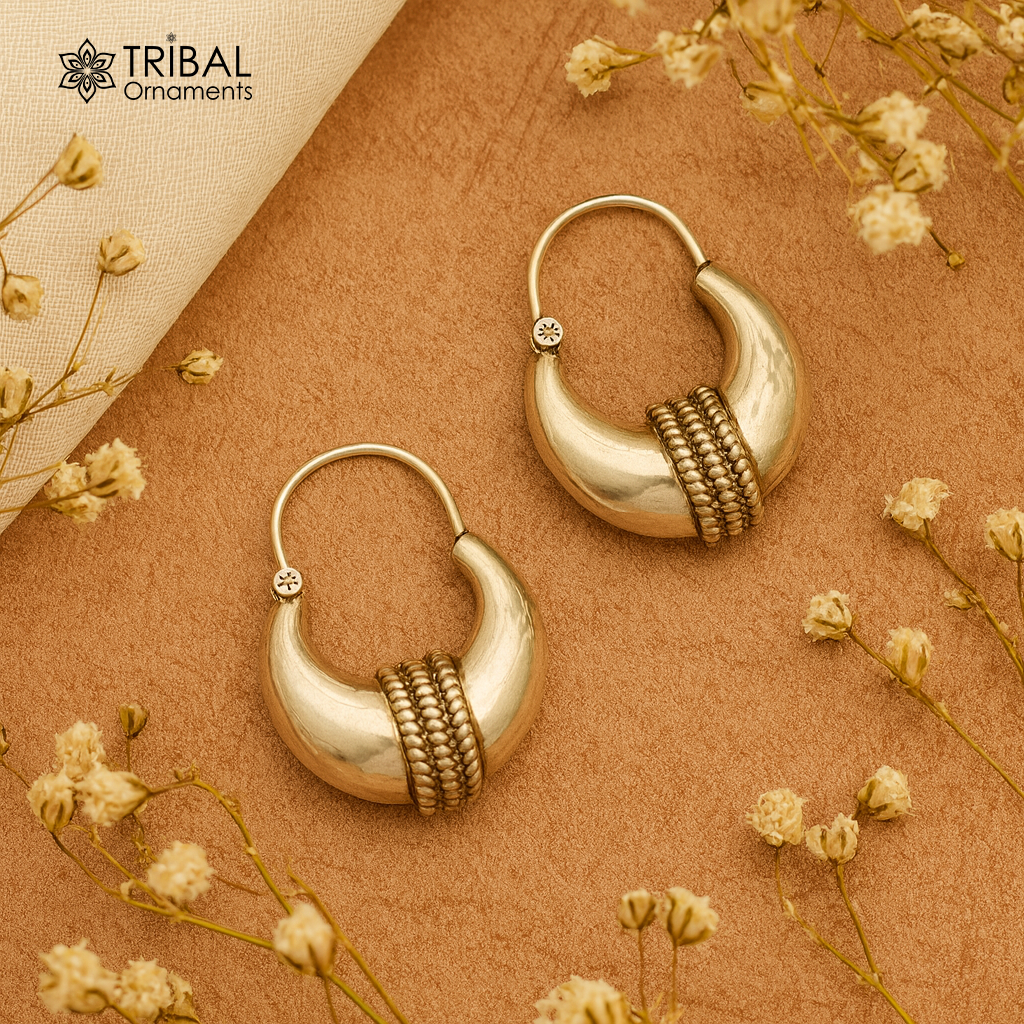 925 sterling silver handmade vintage antique design amazing design hoops earring bali, customized earring gift tribal ethnic jewelry ske13 - TRIBAL ORNAMENTS