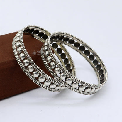 925 sterling silver vintage tribal bangle bracelet with intricate ethnic design, handcrafted by TRIBAL ORNAMENTS.