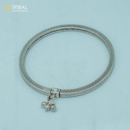 Sterling silver handmade vintage foot bracelet anklet with hanging drops, ethnic belly dance jewelry by TRIBAL ORNAMENTS