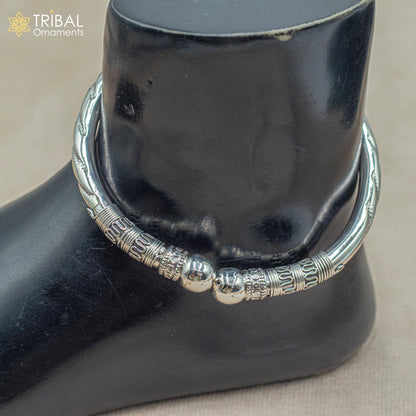 Handmade 925 sterling silver vintage foot bracelet anklet with hanging drops, ethnic belly dance jewelry by TRIBAL ORNAMENTS