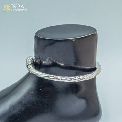 Sterling silver handmade vintage foot bracelet anklet with hanging drops, ethnic belly dance jewelry by TRIBAL ORNAMENTS.