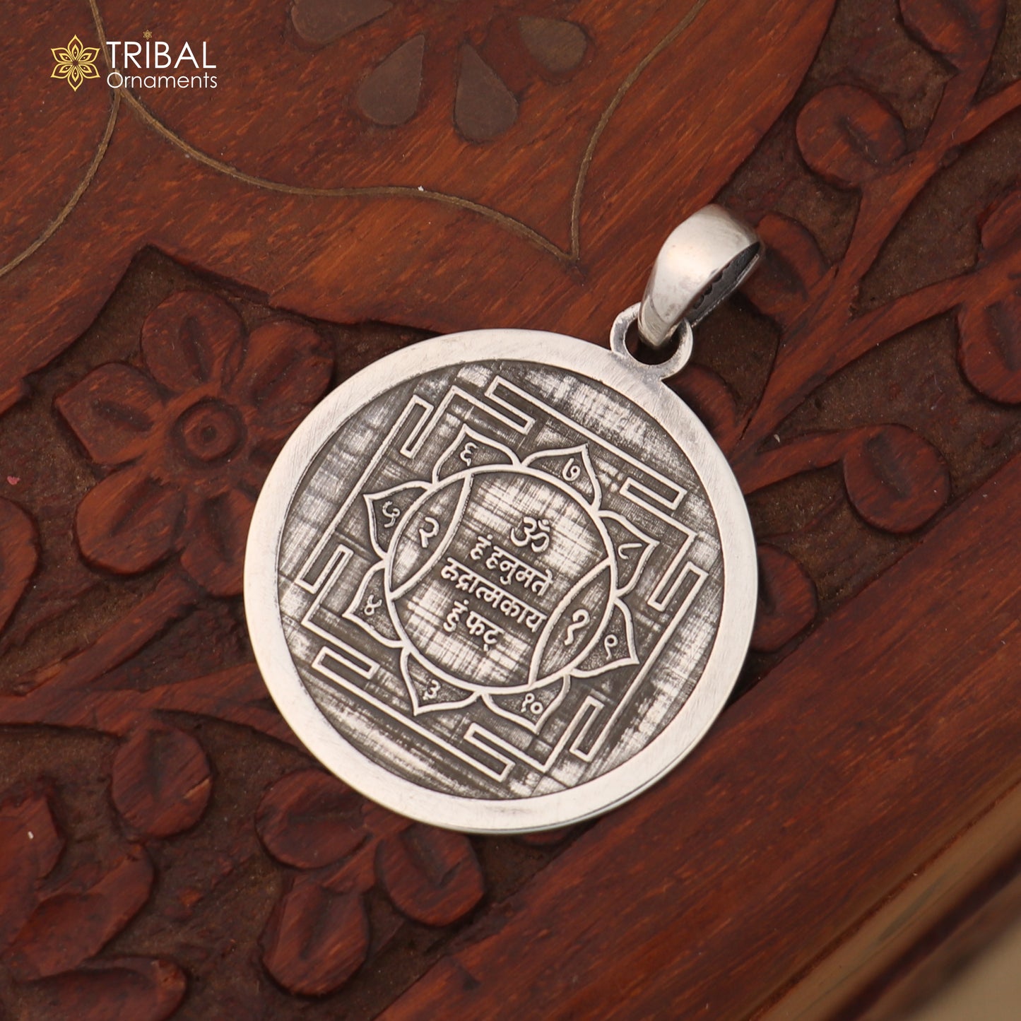 925 sterling silver Hanuman yantra unisex pendant nsp1088 - TRIBAL ORNAMENTS