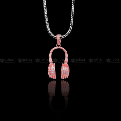 925 Sterling silver  Head phones design rose gold polished pendant nsp953 - TRIBAL ORNAMENTS
