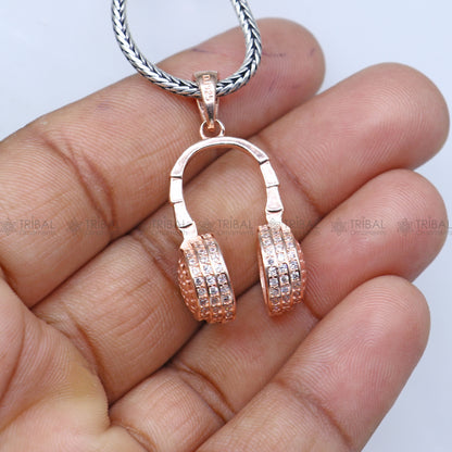 925 Sterling silver  Head phones design rose gold polished pendant nsp953 - TRIBAL ORNAMENTS