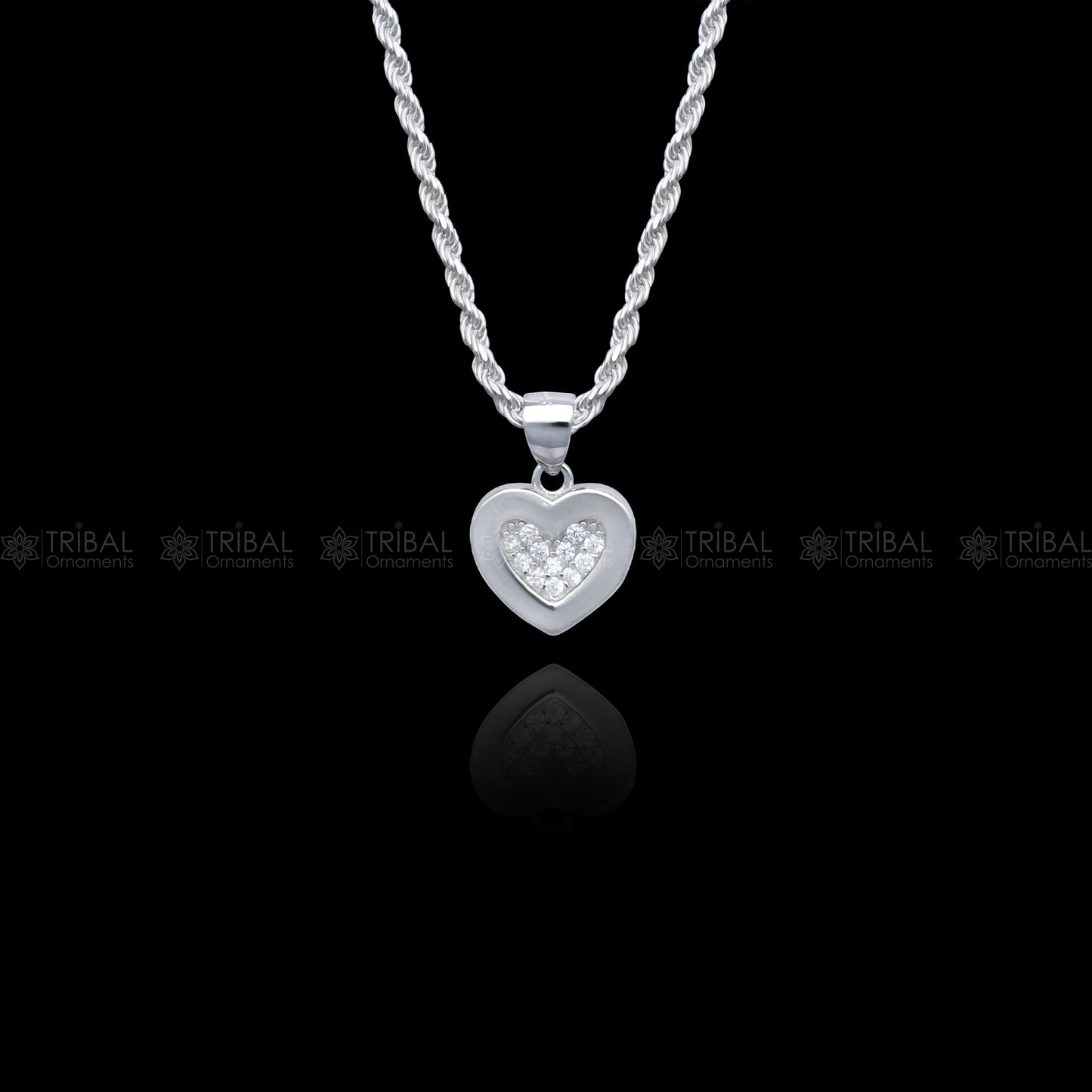 925 Sterling silver Heart shape diamond cubic zirconia stone  pendant set nsp976 - TRIBAL ORNAMENTS