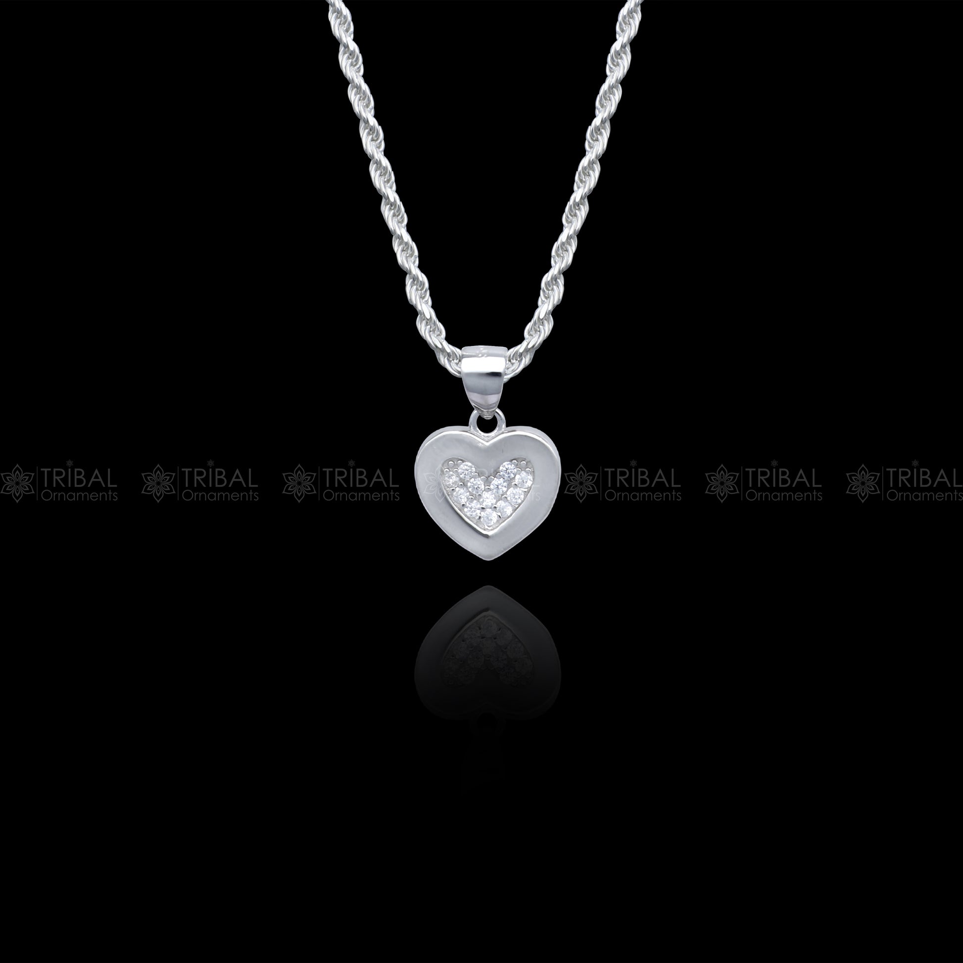 925 Sterling silver Heart shape diamond cubic zirconia stone  pendant set nsp976 - TRIBAL ORNAMENTS
