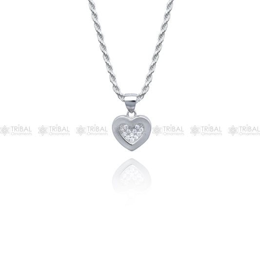 925 Sterling silver Heart shape diamond cubic zirconia stone  pendant set nsp976 - TRIBAL ORNAMENTS