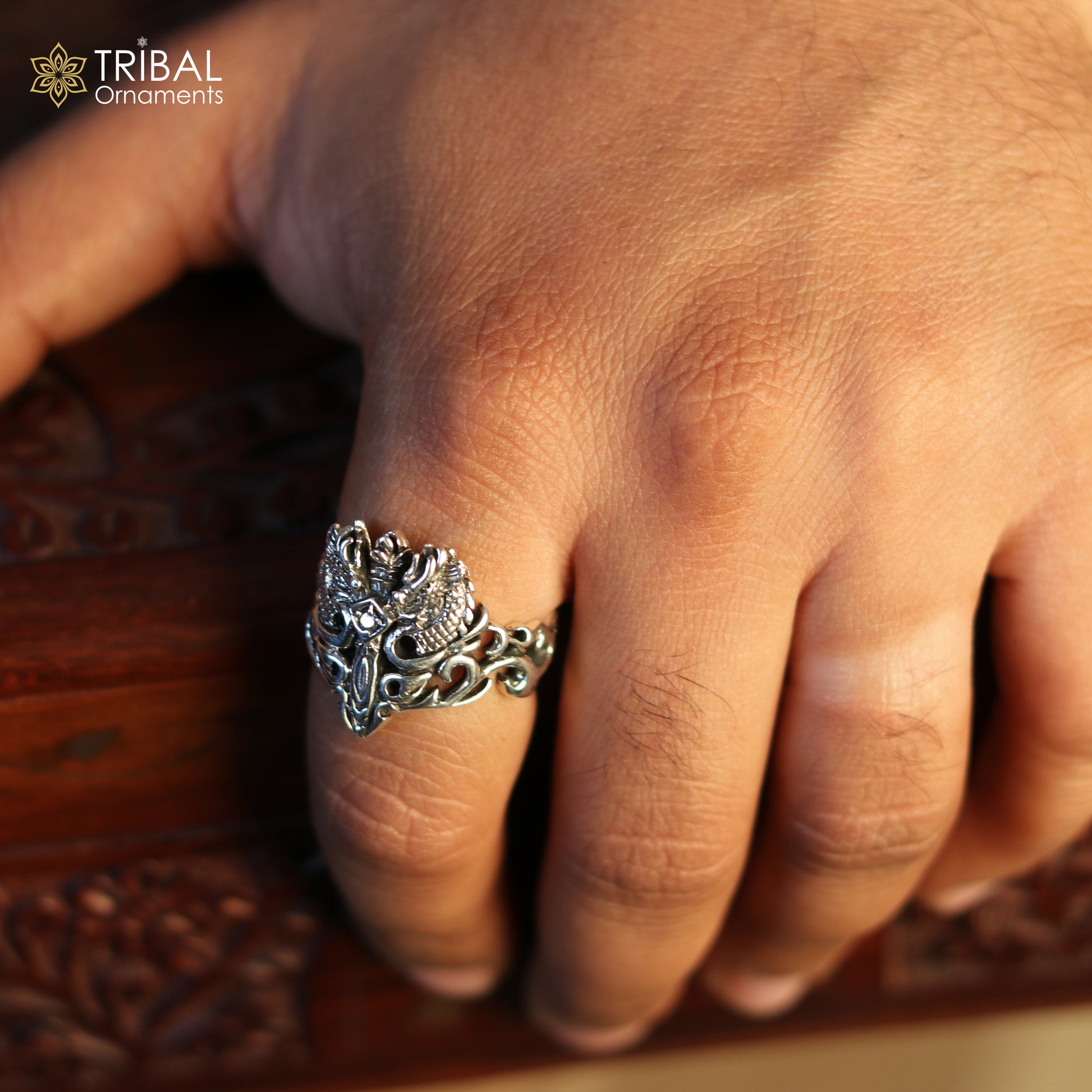 925 sterling silver heavy kingram design ring men's Jewelry sr764 - TRIBAL ORNAMENTS