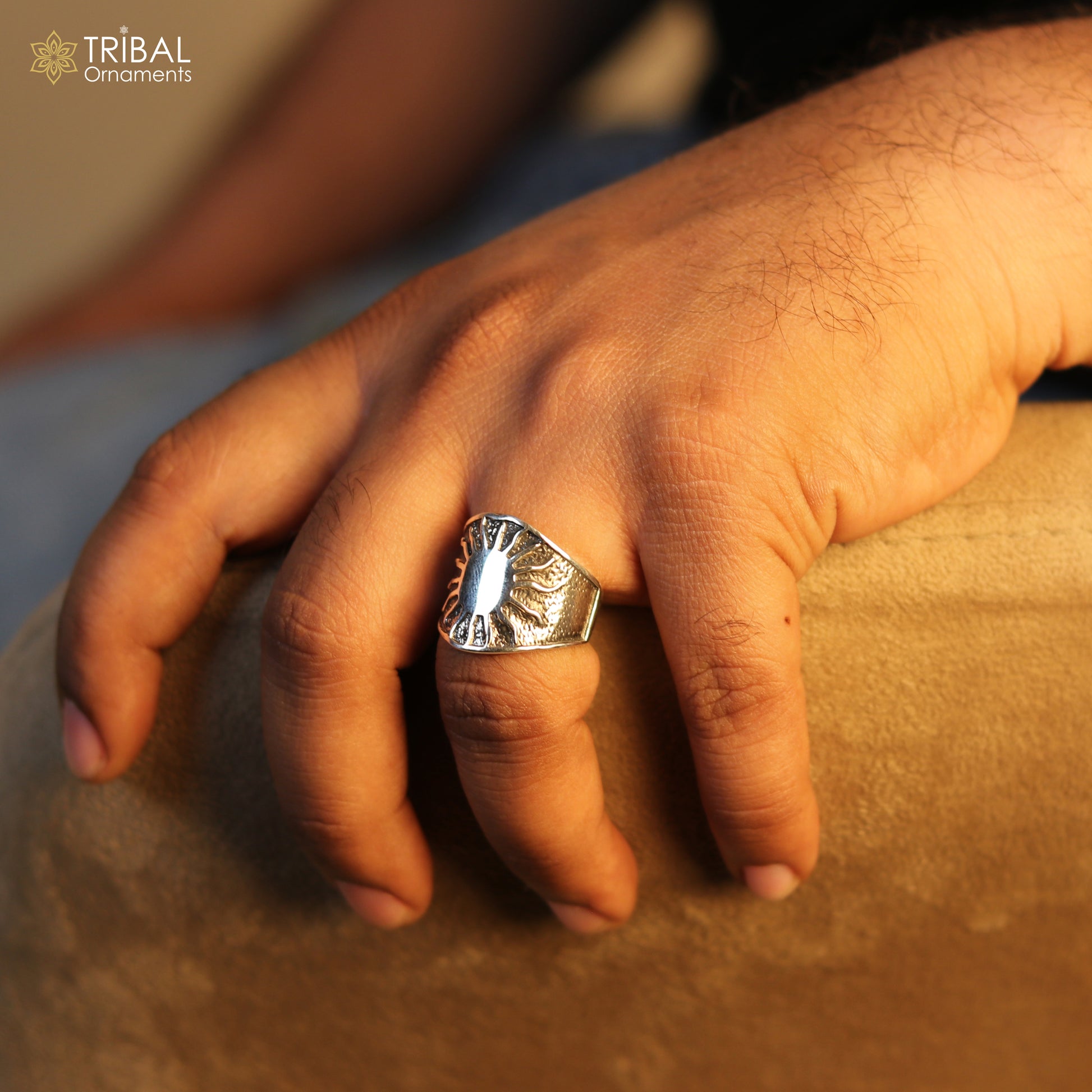 925 sterling silver heavy sun design ring men's Jewelry sr763 - TRIBAL ORNAMENTS
