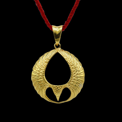 925 sterling silver Lord Vishnu vahan Garuda eagle pendant with gold polish, customized Hindu jewelry from TRIBAL ORNAMENTS.