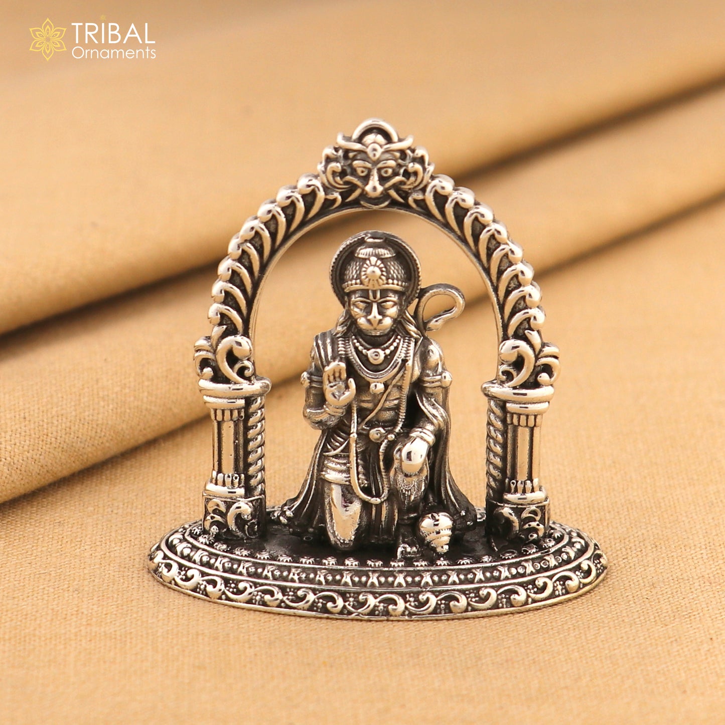 925 Sterling silver Idols Lord Hanuman Statue figurine, puja articles decorative gift art829 - TRIBAL ORNAMENTS