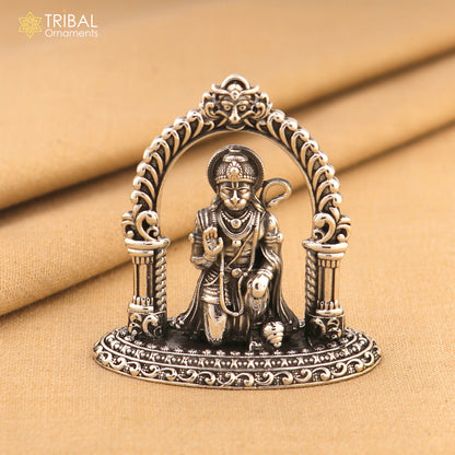 925 Sterling silver Hanuman idol figurine, decorative Lord Hanuman statue for puja and spiritual gifting, by TRIBAL ORNAMENTS