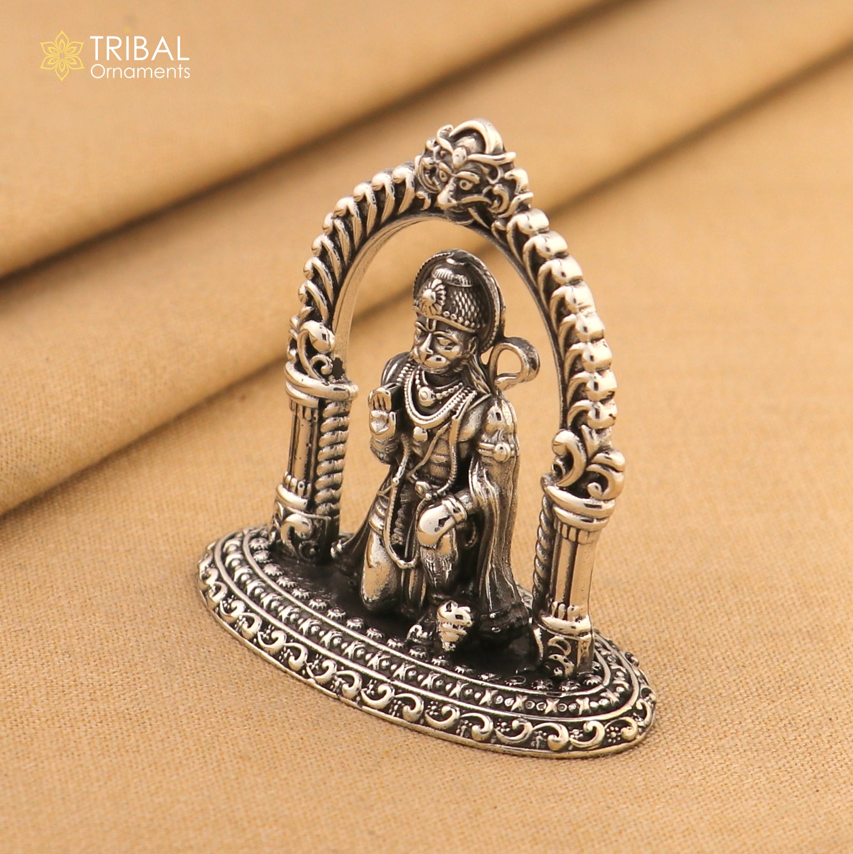 925 Sterling silver Idols Lord Hanuman Statue figurine, puja articles decorative gift art829 - TRIBAL ORNAMENTS