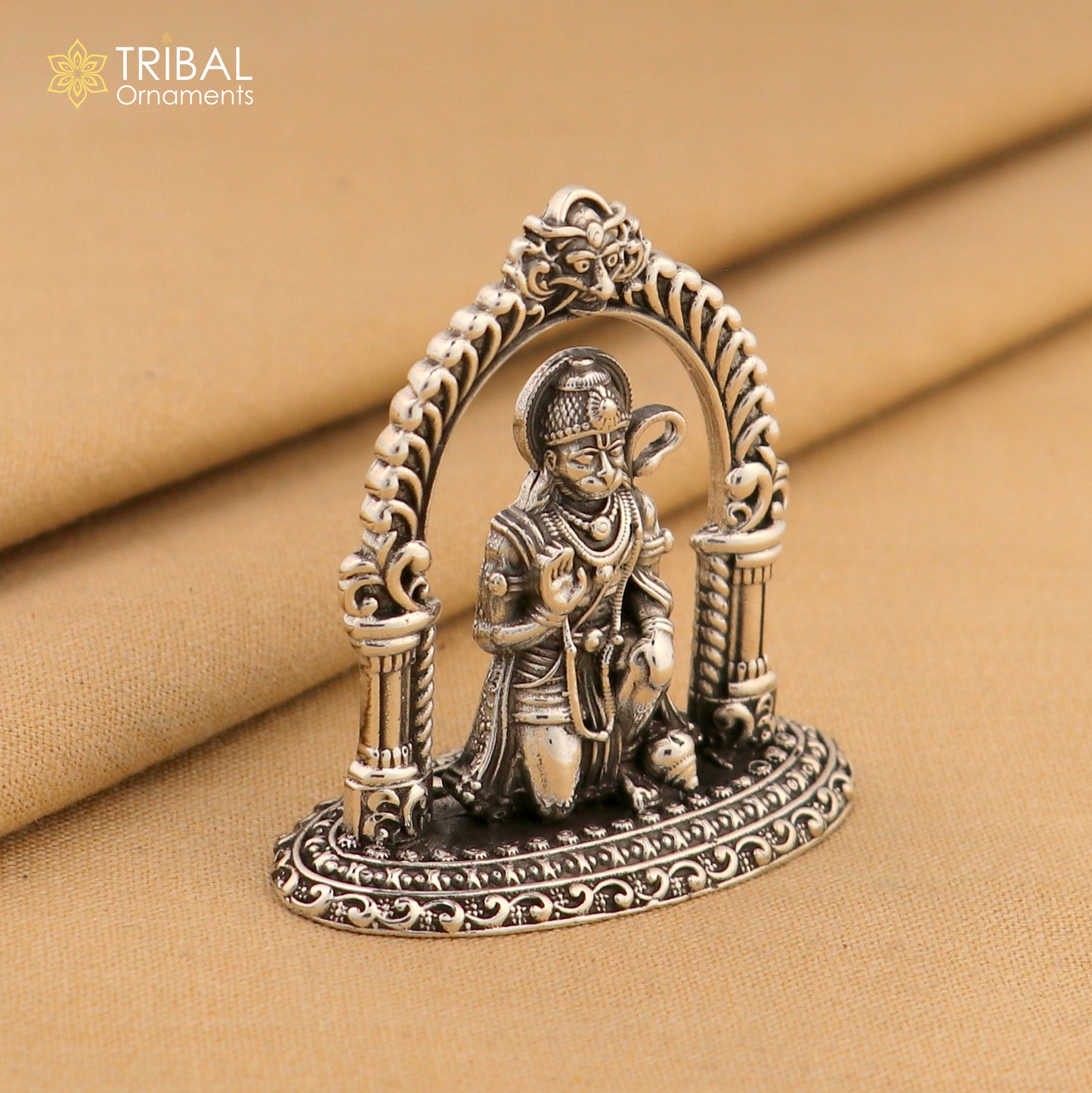 925 Sterling silver Idols Lord Hanuman Statue figurine, puja articles decorative gift art829 - TRIBAL ORNAMENTS