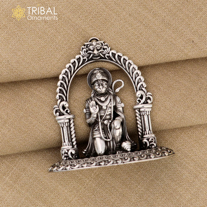 925 Sterling silver Hanuman idol figurine, decorative Lord Hanuman statue for puja and home decor, by TRIBAL ORNAMENTS.